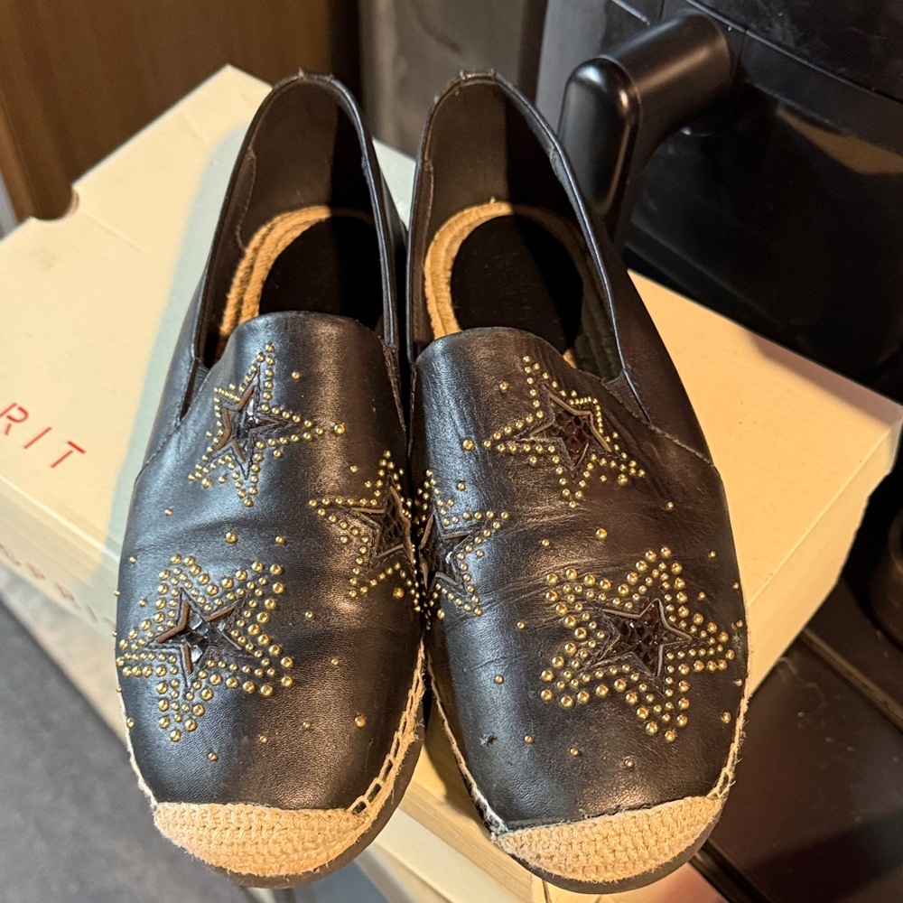 Michael Kors Black and Gold Star Espadrilles